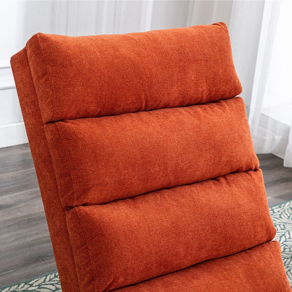 English Elm Linen Ergonomic Massage Chaise Lounge with Remote Control, 140° Recline, Foam Cushion Comfort and Sturdy Frame Orange W39539622
