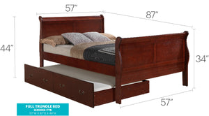 English Elm Elegant Cherry Full Trundle Bed with Warm Cherry Finish, Sturdy Particle Board, Space-Saving Guest Solution B078S00289