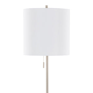 English Elm 64" Brushed Nickel Slim Floor Lamp with Linen Drum Shade for Modern Living Spaces B202P224210