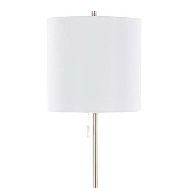 English Elm 64" Brushed Nickel Slim Floor Lamp with Linen Drum Shade for Modern Living Spaces B202P224210