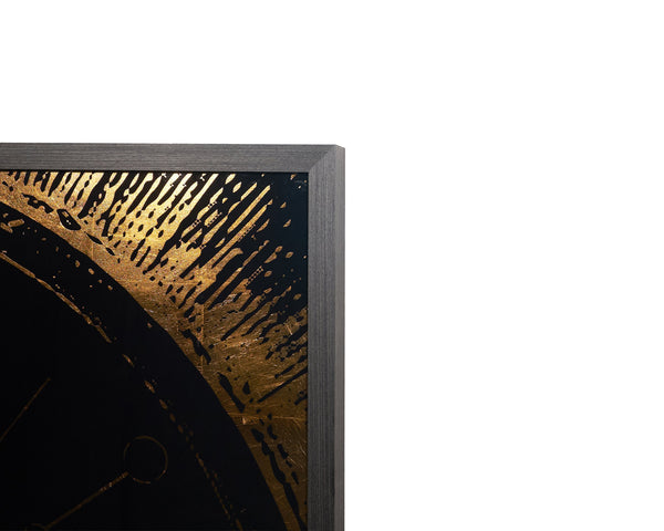 Sunpan Luminosity - Luxe Art Acrylic Wall Art With Gold Leaf Sunburst In Charcoal Frame, 48"X48" Gold Acrylic A0256