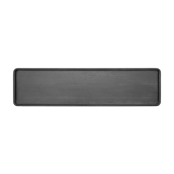 English Elm Farmhouse Console Table Tray Top Trestle Base Distressed Wood Entryway Sofa Black N760P359387B