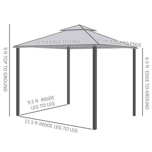 English Elm Outsunny 9.6' X 11.6' Patio Gazebo With Two-Tier Roof, Mesh Walls For Bug-Free Outdoor Relaxation W2225P174223-GIGA