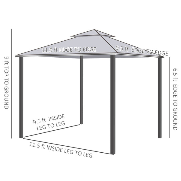 English Elm Outsunny 9.6' X 11.6' Patio Gazebo With Two-Tier Roof, Mesh Walls For Bug-Free Outdoor Relaxation W2225P174223-GIGA