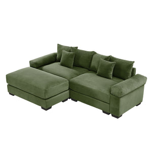 English Elm 92" Oversized Modular L-Shape Sectional Couch - Soft Corduroy, Deep Seats, Ergonomic Design & Pillows W714S01330