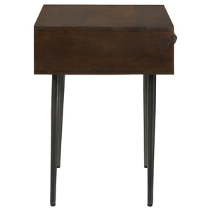 English Elm Gibson Solid Mango Wood Side Table Carved Starburst Drawer Mid-century Accent B062P441156