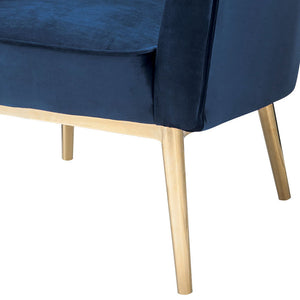 English Elm Colla Velvet High-Back Accent Chair in Midnight Blue with Tufted Bucket Seat and Gold Metal Legs B2726P277895