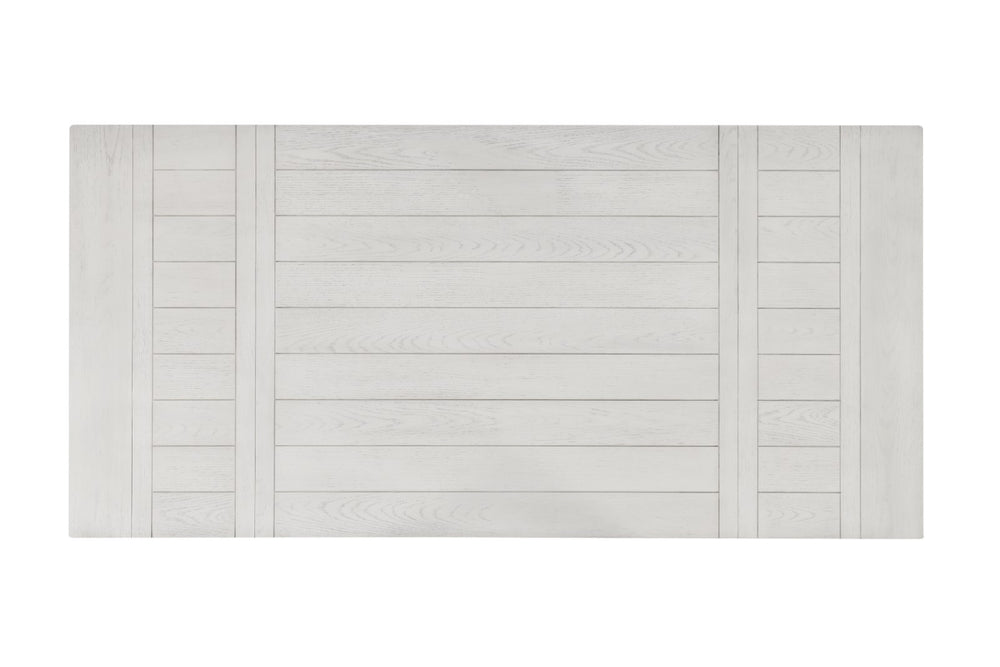 English Elm Rustic White Oak Dining Table 84" Extendable with Leaves, Block Trestle Base, Elegant Farmhouse Style B2741P323127