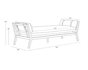 Sunpan ADELINA Daybed - Stylish Heather Ivory Tweed with Solid Oak Frame and Unique Leather Accents 111280