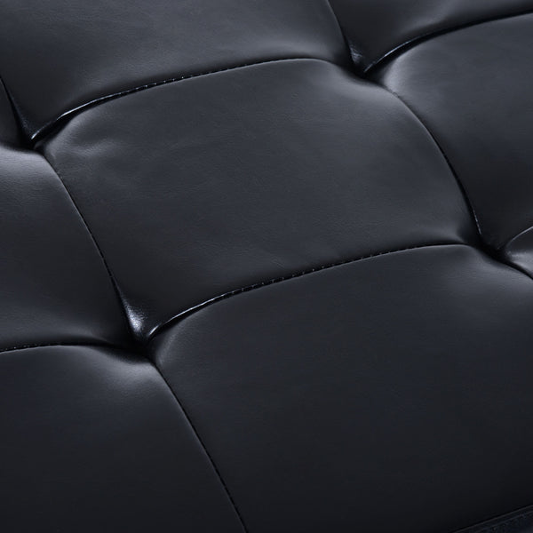 English Elm HomCom Tufted Faux Leather Storage Bench with Shoe Rack and Soft-Closing Lid, 265 lb Capacity Black W2225P217215