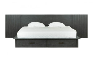 VIG Furniture Modrest Manchester- Contemporary Platform Dark Grey Bed with Drawers VGWD-HLF2-BED