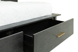 VIG Furniture Modrest Manchester- Contemporary Platform Dark Grey Bed with Two Nightstands VGWD-HLF2-BED-WNS