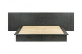 VIG Furniture Modrest Manchester- Contemporary Platform Dark Grey Bed with Two Nightstands VGWD-HLF2-BED-WNS