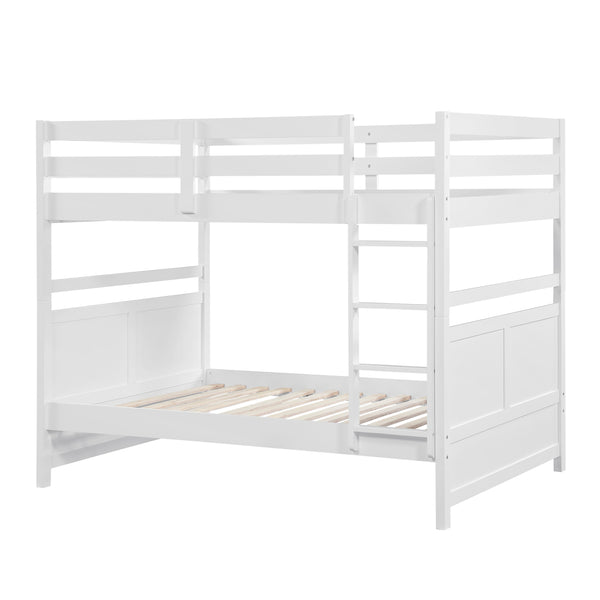 English Elm Bunk Bed Twin Over Solid Wood Frame with Guard Rails for Kids Shared Rooms White B011S02320