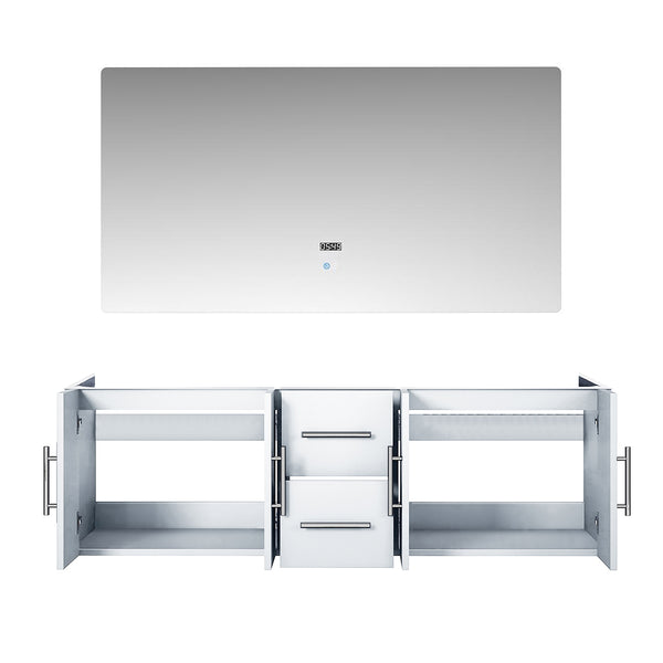 English Elm Glossy White Double Bath Vanity 60" W X 22" D With Led Mirror - Modern Style & Ample Storage Solution B2731S00501