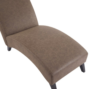 English Elm Christopher Knight Home® - FINLAY Curved KD Chaise Lounge Dark Coffee PU Leather Birch Wood Legs — Contemporary Comfort 62" N776P298861C