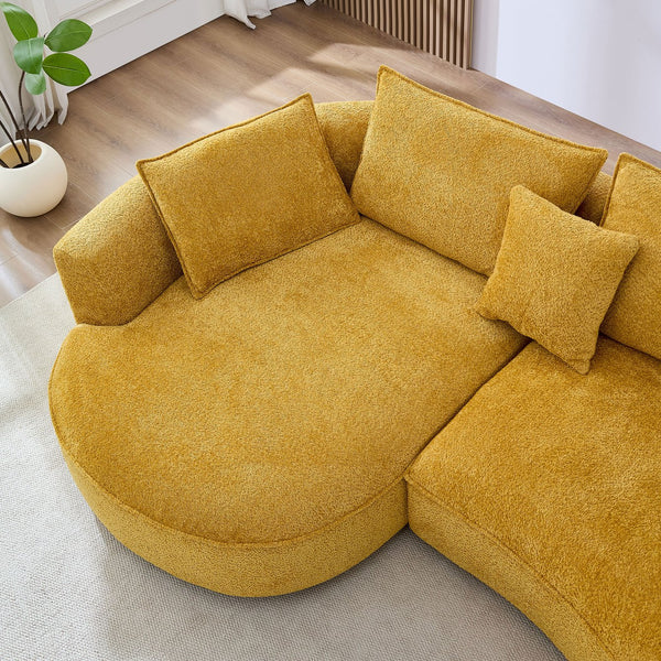 English Elm Oversized Boucle Curved Sectional Sofa with Left Chaise Modern Living Room Couch W876S00320