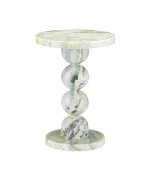 Currey & Company Turner Green Onyx Accent Table - Unique Pedestal Design With Striking Veins For Elegant Home Decor Green Green Onyx Marble 3000-0325-currey-company