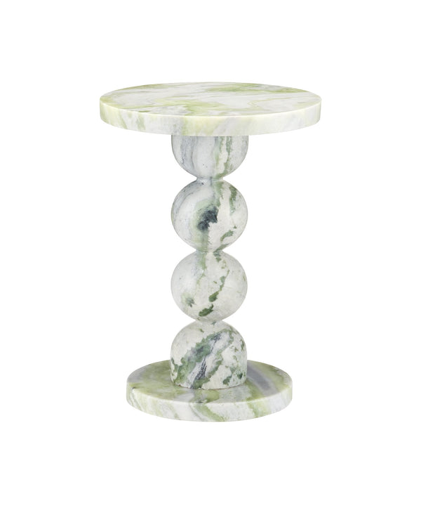 Currey & Company Turner Green Onyx Accent Table - Unique Pedestal Design With Striking Veins For Elegant Home Decor Green Green Onyx Marble 3000-0325-currey-company