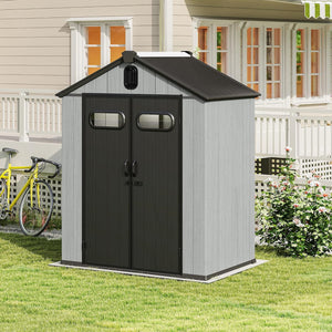 English Elm 6x4ft Outdoor Resin Storage Shed Gable Roof Skylight Vented Lockable Garden Unit W1859S00172