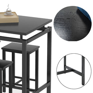 English Elm 5 Industrial Dining Table Set for 4 with 4 Bar Stools, Waterproof Metal Frame, Space-Saving Design, Durable Counter Height W578118710