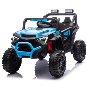 English Elm 24v 400w Kids Electric Utv Ride on with Remote Bluetooth Led Suspension Cockpit Blue W1578P284296