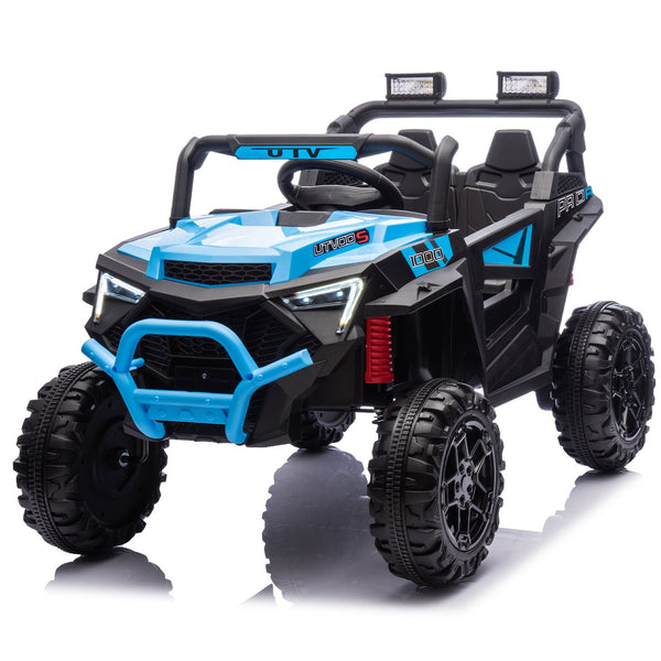English Elm 24v 400w Kids Electric Utv Ride on with Remote Bluetooth Led Suspension Cockpit Blue W1578P284296