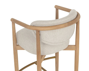 Sunpan SIGRID Barstool - Elegant Light Oak Frame with Monument Oatmeal Upholstery for Modern Interiors 112154
