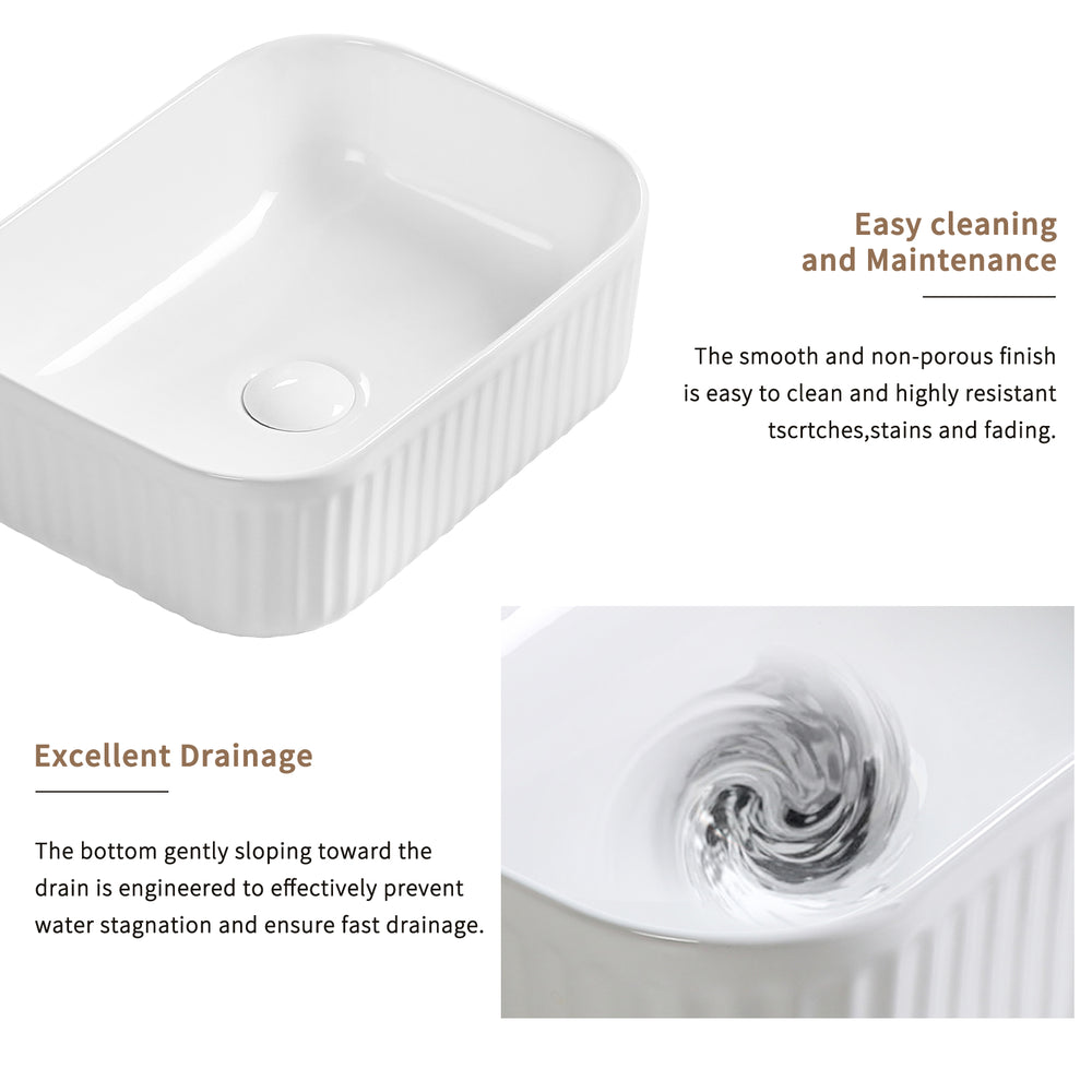 English Elm Bathroom Stone Resin Vessel Sink Rectangular Above Counter Matte White Vanity Basin W3402P326471