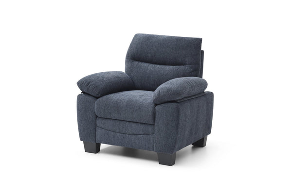 English Elm Summerton Plush Chenille Accent Chair with Removable Back, Coil Spring Seat and Padded Arms Blue 31 L x 36 W x 15 H B078P349521