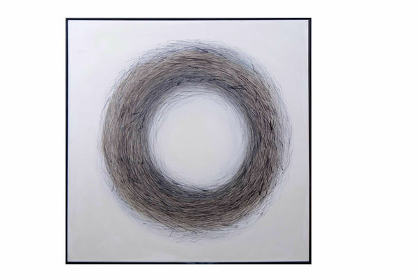 Sunpan Nesting Wall Art - Stunning Hand-Painted 60" x 60" Artwork with Black Floater Frame for Unique Decor