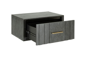 VIG Furniture Manchester- Contemporary Dark Grey Nightstand In Solid Acacia Wood With Brass Hardware, Compact Durable Design VGWD-HLF2-BS1DRA