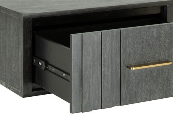 VIG Furniture Manchester- Contemporary Dark Grey Nightstand In Solid Acacia Wood With Brass Hardware, Compact Durable Design VGWD-HLF2-BS1DRA