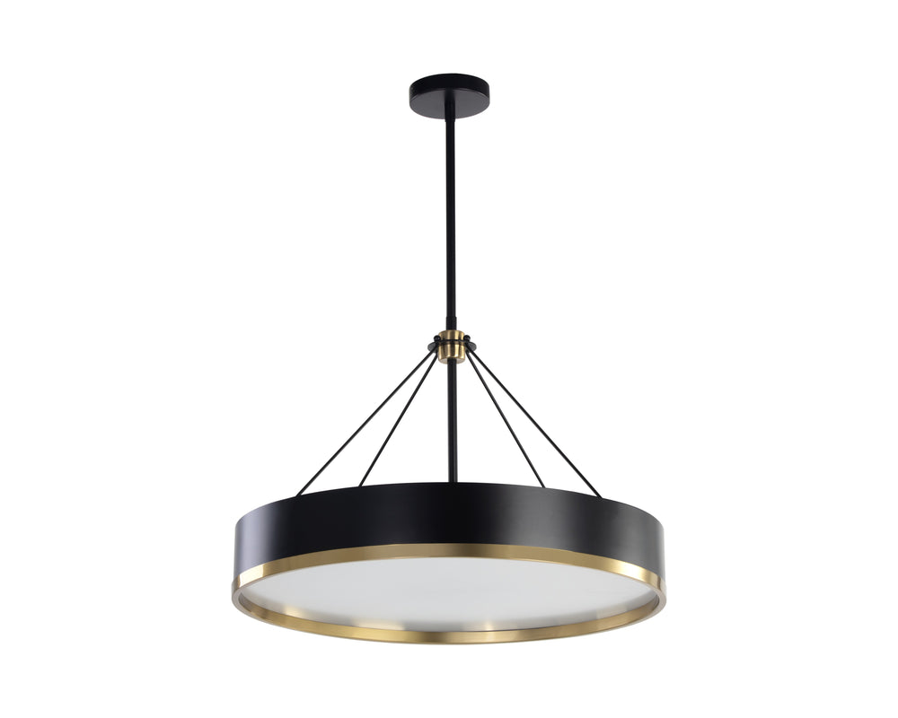 Sunpan Dudley Modern Chandelier - Elegant Black And Gold Disc Shade For Living And Dining Spaces, Stylish Lighting Black Glass ,Iron 106791