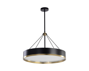 Sunpan Dudley Modern Chandelier - Elegant Black And Gold Disc Shade For Living And Dining Spaces, Stylish Lighting Black Glass ,Iron 106791