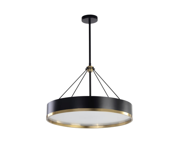 Sunpan Dudley Modern Chandelier - Elegant Black And Gold Disc Shade For Living And Dining Spaces, Stylish Lighting Black Glass ,Iron 106791