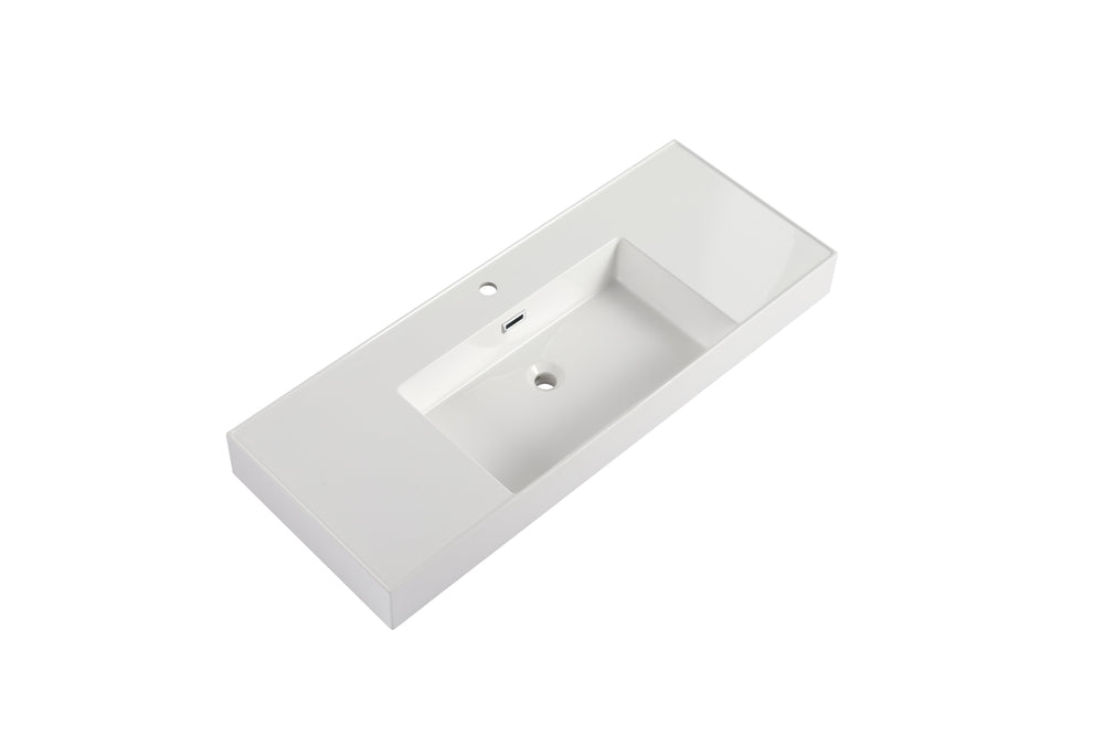 English Elm 48 Resin 48 Inch Gel-Coated Bathroom Vanity Basin Top White – Durable Scratch-Resistant Modern Design W1972P186775