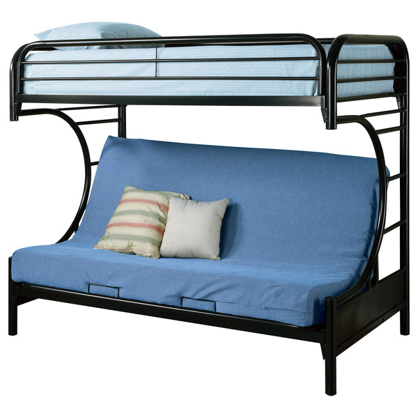 English Elm Kenston Twin/Futon Bunk Bed Metal Frame Black — Space-Saving Twin Over Full Sofa Converts to Bed B062P340725