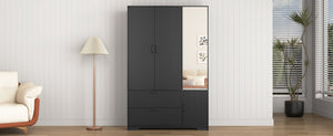 English Elm 8 Drawer Tall Chest Slim Particleboard Build Smooth Gliding Storage for Bedroom Closet Black W409S00010