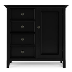 English Elm Amherst Four Drawer Pine Wood Cabinet Black Finish Bronze Hardware Entryway Storage B136P436054