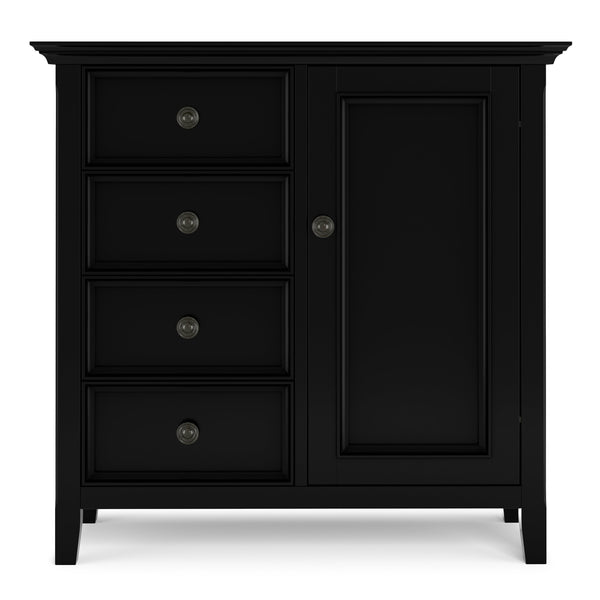 English Elm Amherst Four Drawer Pine Wood Cabinet Black Finish Bronze Hardware Entryway Storage B136P436054