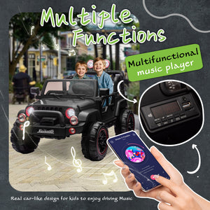 English Elm 24v Kids Electric Ride on Car with Parental Remote Rear Suspension and Bluetooth Audio Black W1578P228743