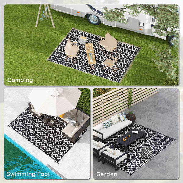 English Elm Outsunny Reversible Polypropylene Outdoor Rug Waterproof Portable Mat with Carry Bag W2225P175543