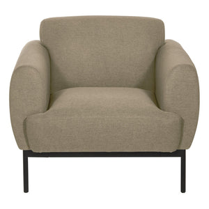 OSP Home Furnishings Delta Commercial Armchair with Sinuous Spring Seat and Black Metal Legs for Lobbies Armchair Taupe DTL51-K063