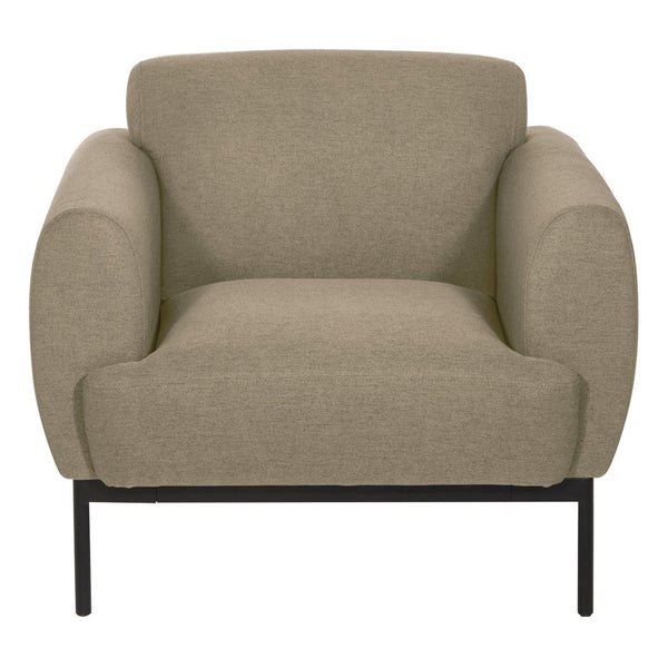 OSP Home Furnishings Delta Commercial Armchair with Sinuous Spring Seat and Black Metal Legs for Lobbies Armchair Taupe DTL51-K063