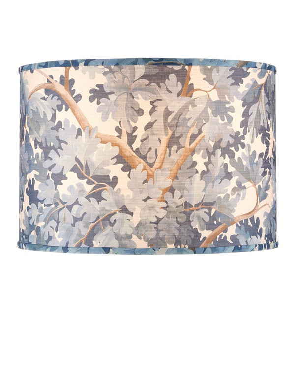 Currey & Company Woodland Drum Lamp Shade - Elegant Oak Tree Design On Fabric For A Stylish Home Décor Upgrade Blue Cotton 0900-6011-currey-company