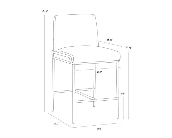 Sunpan LATHAN Counter Stool - Stylish Geralt Linen Seat with Hand-Hammered Brass Frame for Modern Spaces 112314