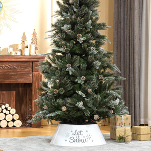 English Elm HOMCOM Steel Christmas Tree Collar Ring Skirt Cover for 7.5ft Trees, Durable Powder-Coated Guard, 26" x 9" White W2225P229115