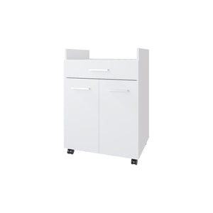 English Elm FM Burnside Kitchen Cart White – Compact 2-Door 1-Drawer Storage with Open Shelves, Scratch-Resistant Surface B128P301404