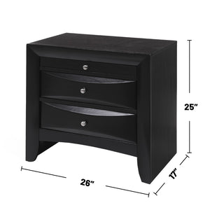 English Elm Wooden Nightstand With 2 Dovetail Drawers And Pull-Out Tray In Sleek Black Finish For Modern Style B016P252896-GIGA
